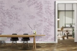 Wallpaper with stylized pink leaves pattern refined.