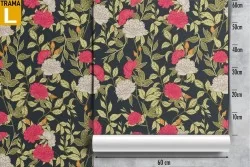 Carta da Parati rose rosse e bianche pattern vintage.