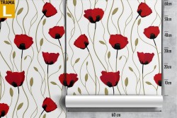 Red poppies pattern wallpaper.
