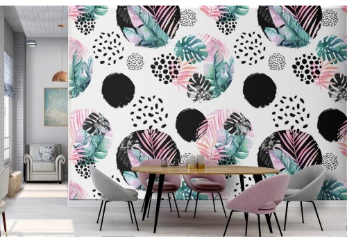 Modern polka dot wallpaper decoration.