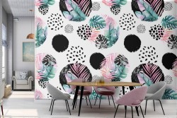Modern polka dot wallpaper decoration.