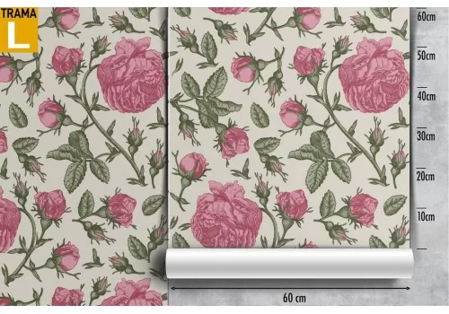 Carta da Parati fiori rosa decorazione vintage. 2