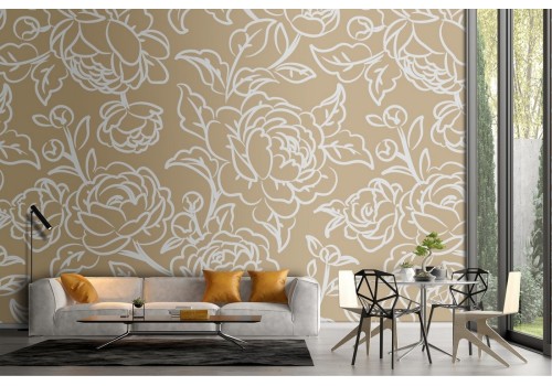Stylized roses wallpaper vintage refined decoration.
