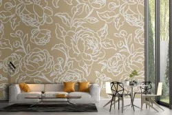 Stylized roses wallpaper vintage refined decoration.