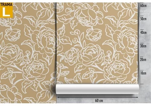 Carta da Parati rose stilizzate decorazione vintage raffinata. 2