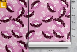 Carta da Parati fiori stilizzati fucsia decoraizone pattern.