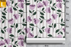 Carta da Parati fiori rosa e righe decorazione.