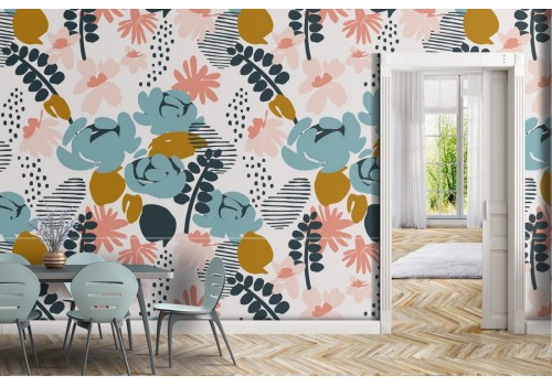 Antura pattern wallpaper with flowers and leaves.