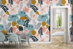 Antura pattern wallpaper with flowers and leaves.