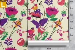 Carta da Parati fiori natura vintage decorazione.