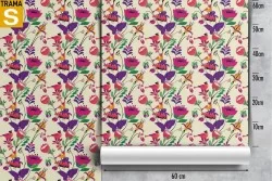 Carta da Parati Design e Stili Flora e Fauna Fiori Natura Vintage