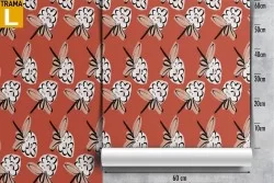 Carta da Parati fiori stilizzati bianchi pattern.