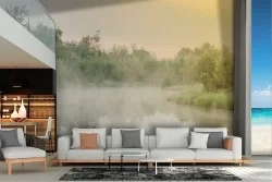 Carta da Parati paesaggio fiume tropicale con foresta