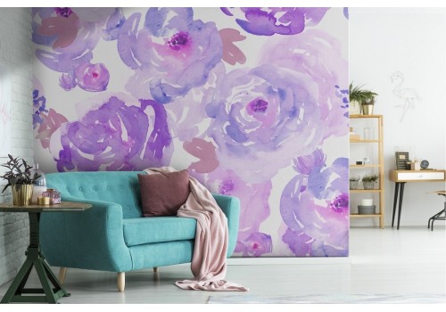 Violet flowers wallpaper decoration pattern.