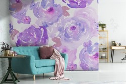 Violet flowers wallpaper decoration pattern.