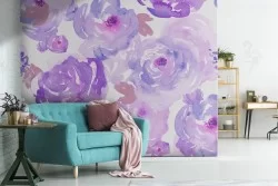 Violet flowers wallpaper decoration pattern.