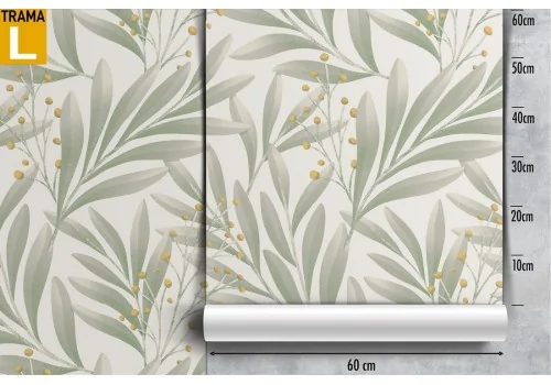 Carta da Parati foglie verdi natura raffinata. 2