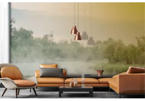 Carta da Parati paesaggio fiume tropicale con foresta 2