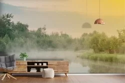 Carta da Parati Fiumi Cascate Laghi Foreste e Alberi Tropicale