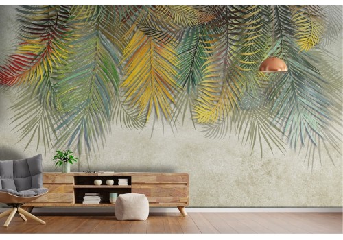 Wallpaper concrete surface with tropical palms