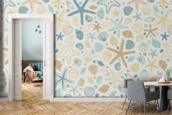 Wallpaper with sea nature pattern decoration.