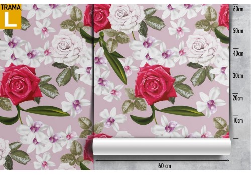 Red and white roses nature pattern wallpaper. 2