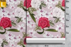 Carta da Parati rose rosse e bianche natura pattern.