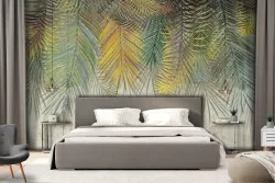 Tropical Nature Leaves Cement Wallpaper