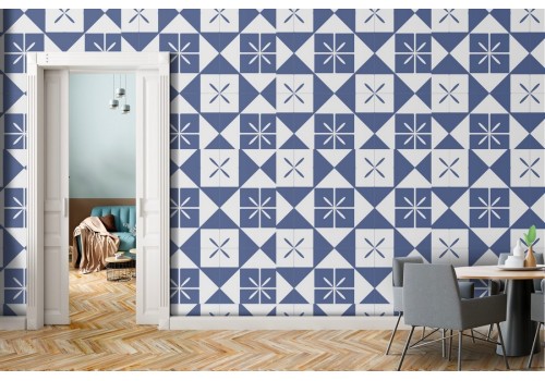 Geometric pattern vintage tile wallpaper.