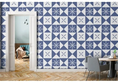Geometric pattern vintage tile wallpaper.