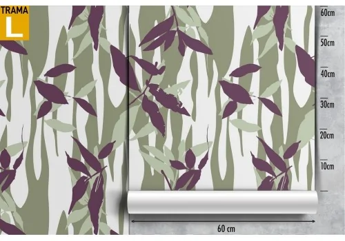 Carta da Parati design moderno foglie natura. 2