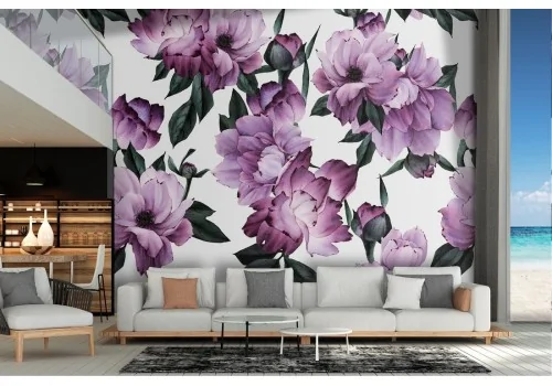 Carta da Parati fiori violetto pattern moderno natura.