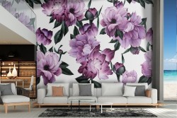 Carta da Parati fiori violetto pattern moderno natura.