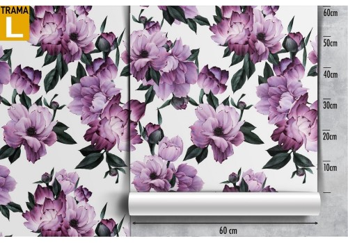 Violet flowers wallpaper modern nature pattern. 2