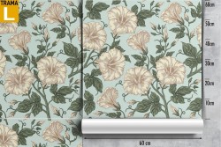 Carta da Parati fiori bianchi pattern vintage.