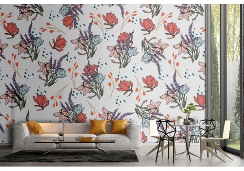 Carta da Parati rose rosse natura fiori pattern.