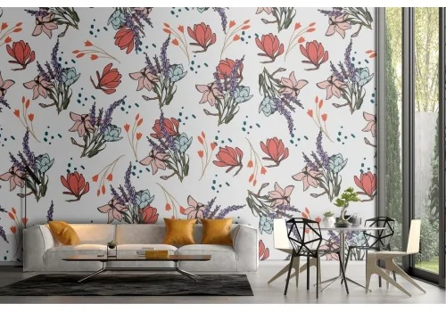 Carta da Parati rose rosse natura fiori pattern.