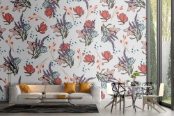 Carta da Parati rose rosse natura fiori pattern.