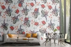 Red roses nature flowers pattern wallpaper.