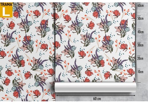 Carta da Parati rose rosse natura fiori pattern. 2