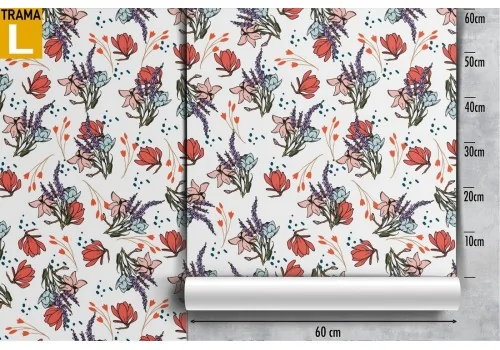 Carta da Parati rose rosse natura fiori pattern. 2