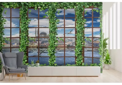 Carta da Parati illustrazione paesaggio da finestra