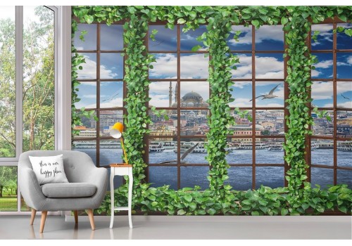 Wallpaper illustration landscape from window 2