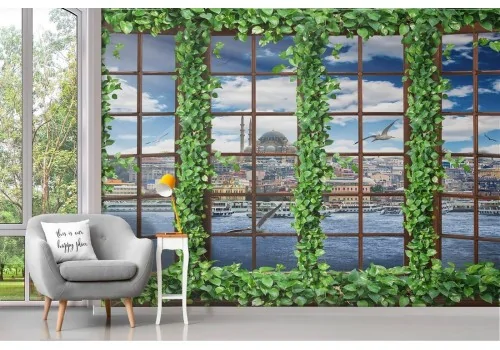 Wallpaper illustration landscape from window 2