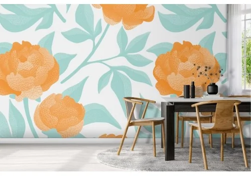 Modern stylized flower wallpaper orange nature.