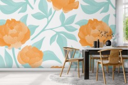 Modern stylized flowers wallpaper orange nature.