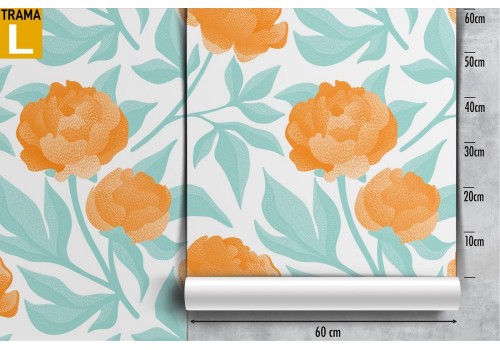 Modern stylized flowers wallpaper orange nature. 2