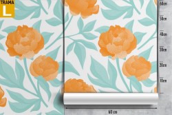 Modern stylized flowers wallpaper orange nature.