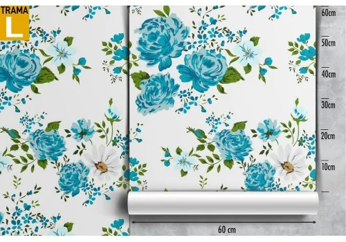 Blue flowers wallpaper nature vintage pattern. 2