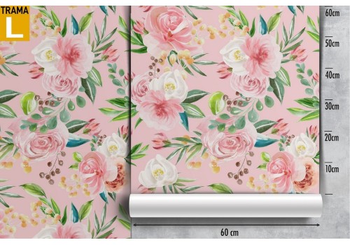 Carta da Parati fiori natura fondo rosa vintage. 2